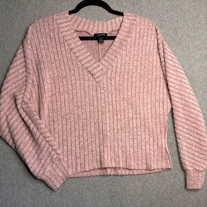 A. Byer Purple Crop Ribbed Pullover Sweater Cozy Soft Minimalist Medium